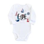 Unisex Bebek Beyaz Deniz Ege Temalı Çıtçıtlı Body 1232gabz, Yeni Doğan