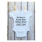 Unisex Bebek Beyaz Doğum Günü Hediyen Benim Amcam Baskılı Body Zıbın, 9 Ay