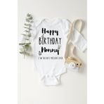 Unisex Bebek Beyaz Doğum Günün Kutlu Olsun Anneciğim Baskılı Uzun Kol Çıtçıtlı Body, 2 Yaş