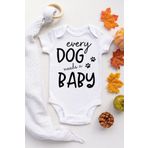 Unisex Bebek Beyaz Every Dog Needs A Baby Çıtçıtlı Body DOG224N, 3 Ay