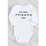 Unisex Bebek Beyaz Future Friends Fan Baskılı Uzun Kollu Çıtçıtlı Body 1232jabN, 6 Ay