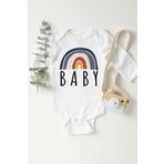 Unisex Bebek Beyaz Gökkuşağı Boho Çıtçıtlı Body 1232jaN, 3 Yaş