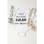 Unisex Bebek Beyaz Halam Bana Doyamaz Çıtçıtlı Body 1232gaN, 9 Ay