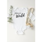 Unisex Bebek Beyaz Hello World Çıtçıtlı Body 1232gbN, Yeni Doğan