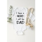 Unisex Bebek Beyaz Kahraman Babam Uzun Kol Çıtçıtlı Body 1232rabz, 6 Ay