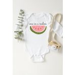 Unisex Bebek Beyaz Karpuz Uzun Kollu Çıtçıtlı Body, 2 Yaş