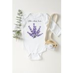 Unisex Bebek Beyaz Lavanta Baskılı Çıtçıtlı Body, 2 Yaş