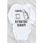 Unisex Bebek Beyaz Mama's Drinking Buddy Baskılı Çıtçıtlı Body 1232fbbz, 1 Yaş