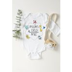 Unisex Bebek Beyaz Mom Dad Me Hayvancıklı Çıtçıtlı Body 1232aabz, 3 Yaş