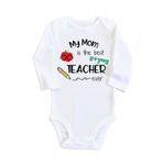 Unisex Bebek Beyaz Öğretmen Annem Uzun Kol Çıtçıtlı Body, 2-4 Yaş