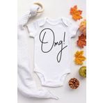 Unisex Bebek Beyaz Omg Desenli Kısa Kol Body, 2-4 Yaş