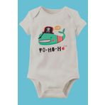 Unisex Bebek Beyaz Organik Baskılı Pamuklu Body LMN1172AN, 3 Ay