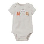Unisex Bebek Beyaz Organik Baskılı Pamuklu Body LMN1172MN, 3 Ay