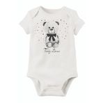Unisex Bebek Beyaz Organik Baskılı Pamuklu Body LMN1172NN, 6 Ay
