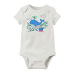 Unisex Bebek Beyaz Organik Baskılı Pamuklu Body LMN4587C, 9 Ay