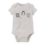 Unisex Bebek Beyaz Organik Baskılı Pamuklu Body LMN75581FN, 6 Ay