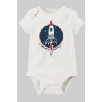 Unisex Bebek Beyaz Organik Baskılı Pamuklu Body LMN88743DN, 3 Ay