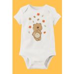 Unisex Bebek Beyaz Organik Baskılı Pamuklu Body LMN88743F, Yeni Doğan