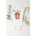 Unisex Bebek Beyaz Popcorn Baskılı Çıtçıtlı Body 1232dbbzN, 6 Ay