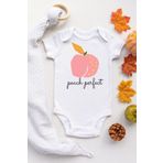 Unisex Bebek Beyaz Şeftali Kısa Kollu Pamuklu Çıtçıtlı Body, 2-4 Yaş