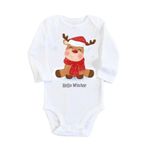 Unisex Bebek Beyaz Sevimli Geyik Uzun Kol Çıtçıtlı Body, 6 Ay