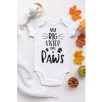 Unisex Bebek Beyaz Sister Paws Çıtçıtlı Body Zıbın, Yeni Doğan
