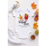 Unisex Bebek Beyaz Süper Duo Pt +cl Desenli Kısa Kol Body 3004w, 1 Yaş
