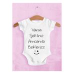 Unisex Bebek Beyaz Varsa Şekliniz Amcamla Bekleriz Baskılı Zıbın 1003h, 3 Ay
