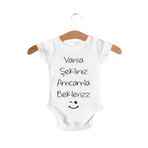 Unisex Bebek Beyaz Varsa Şekliniz Amcamla Bekleriz Baskılı Zıbın 1003h, 9 Ay