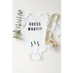 Unisex Bebek Beyaz What Çıtçıtlı Body, 2 Yaş