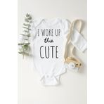 Unisex Bebek Beyaz Woke Up Cute Çıtçıtlı Body 1232mabzN, 1 Yaş
