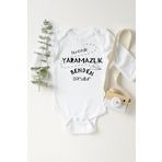 Unisex Bebek Beyaz Yaramazlık Uzun Kollu Pamuklu Çıtçıtlı Body 1232jabz, 9 Ay