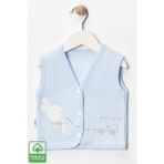 Unisex Bebek Çuf Çuf Tavşan Nakışlı Organik Pamuklu 0-9 Ay Kapitone Bebek Yelek - 6 - 9 Ay - Mavi