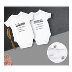 Unisex Bebek Ekru Organik Annem Ve Babam Yazılı Kısa Kol Body 2'li Set Annem Babam