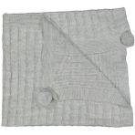 Unisex Bebek Gri Aralıklı Örgülü Desenli Ponponlu Triko Battaniye 80X90