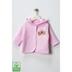 Unisex Bebek Little Bear Baskılı Pamuklu 6-9-12-18 Ay Kapitone Bebek Hırka - 3 - 6 Ay - Pembe