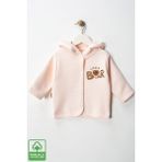 Unisex Bebek Little Bear Baskılı Pamuklu 6-9-12-18 Ay Kapitone Bebek Hırka - 3 - 6 Ay - Somon