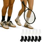 Unisex Beyaz 12 Çift Pamuklu Tenis Spor Uzun Soket Boy Çorap (siyah-beyaz, 36-40)
