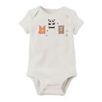Unisex Beyaz Organik Baskılı Pamuklu Bebek Body LMN4587H, 9 Ay