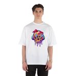 Unisex Beyaz Oversize T-shirt Dripping Mushrooms Skull Listening Music Beyaz M