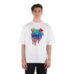 Unisex Beyaz Oversize T-shirt Psychedelic Mushrooms Skull Dripping Beyaz M