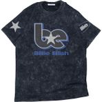 Unisex Blue Be Star Billie Kol Baskılı Yıkamalı T-Shirt, Oversize Billie Eilish Temalı Vintage Tişört - Siyah - 2XL