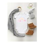 Unisex Boho Bulutlu Gökkuşağı Organik Kısa Kol Çıtçıtlı Bebek Body, 2 Yaş
