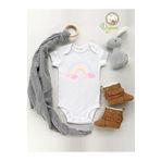 Unisex Boho Bulutlu Gökkuşağı Organik Kısa Kol Çıtçıtlı Bebek Body 548BOOHOOO, 3 Yaş