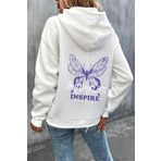 Unisex Butterfly & Letter Graphic Baskılı Sweatshirt