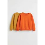Unisex Çocuk 2'li Basic Bisiklet Yaka Sweatshirt Seti Hardal-Turuncu