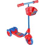 Unisex Çocuk Kırmızı Sepetli Frenli 3 Tekerlekli Scooter