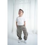 Unisex Çocuk Oversize Ekose Pantolon - Bej - 1 Yaş