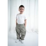 Unisex Çocuk Oversize Ekose Pantolon - Bej - 3 Yaş