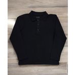 Unisex Çocuk Polo Yaka Uzun Kollu Tişört Sweatshirt SİYAH 6-7 YAŞ